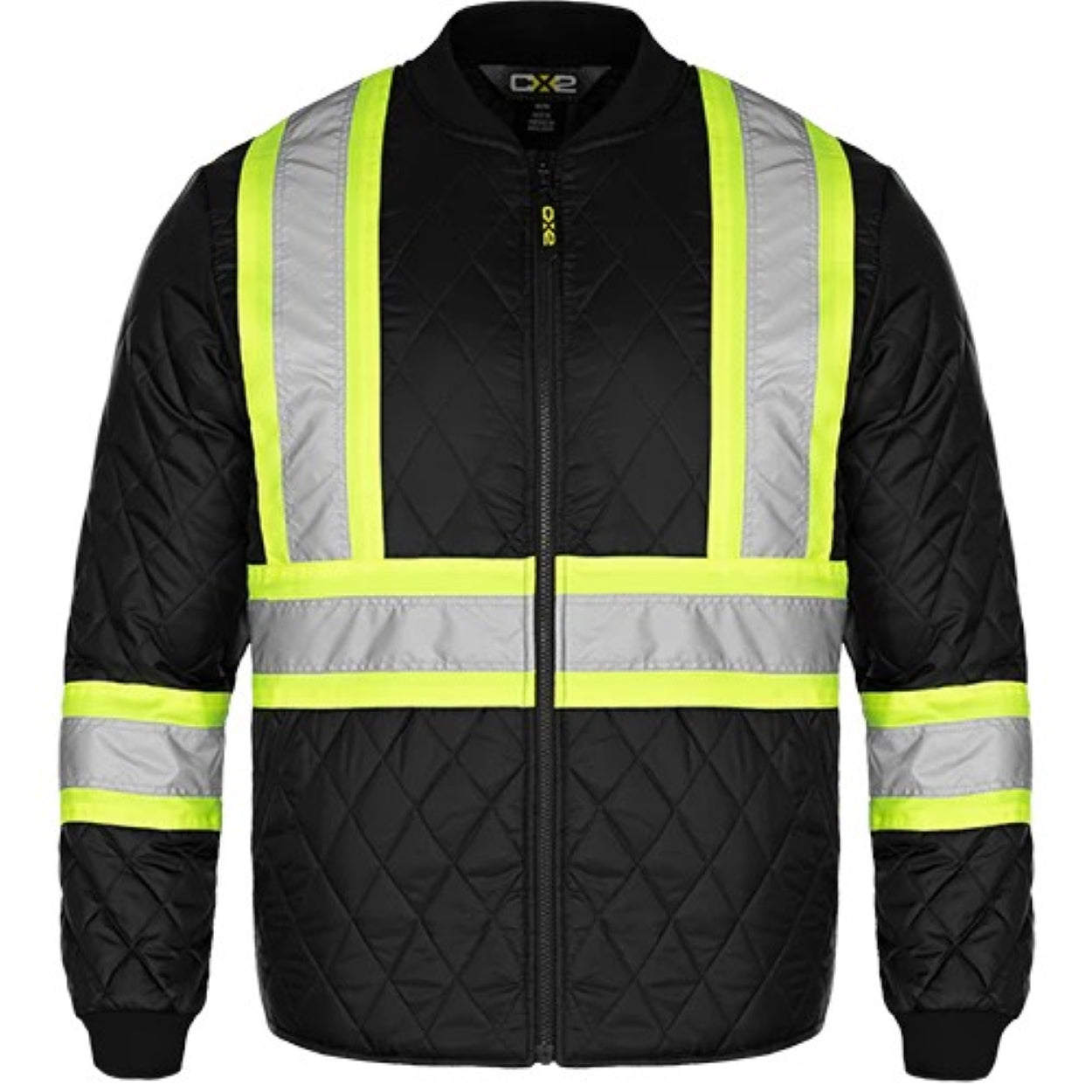 Hi-vis black refrigeration jacket on a white background