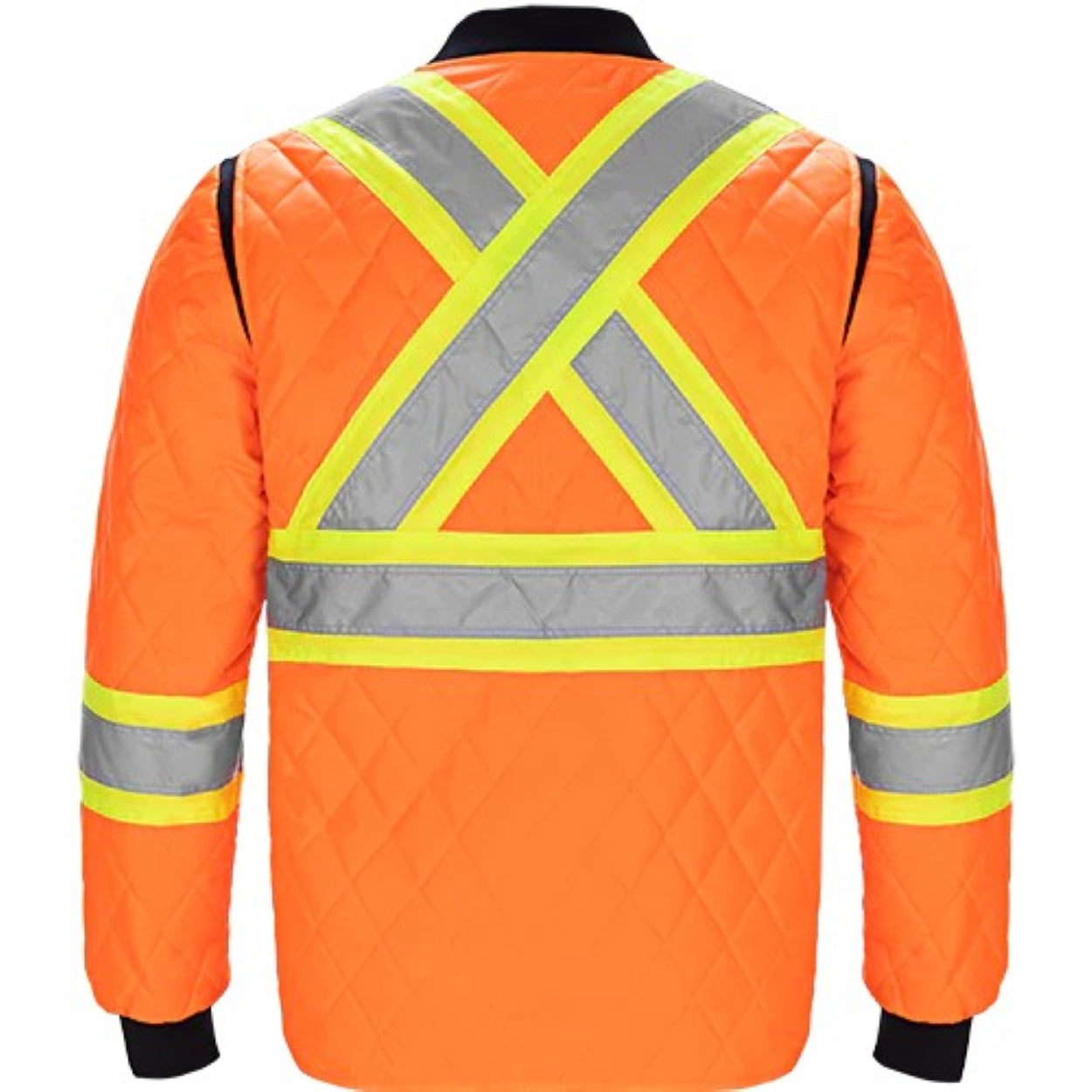 Hi-vis orange refrigeration jacket on a white background