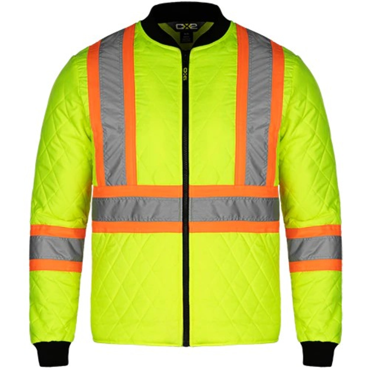 Hi-vis yellow refrigeration jacket on a white background