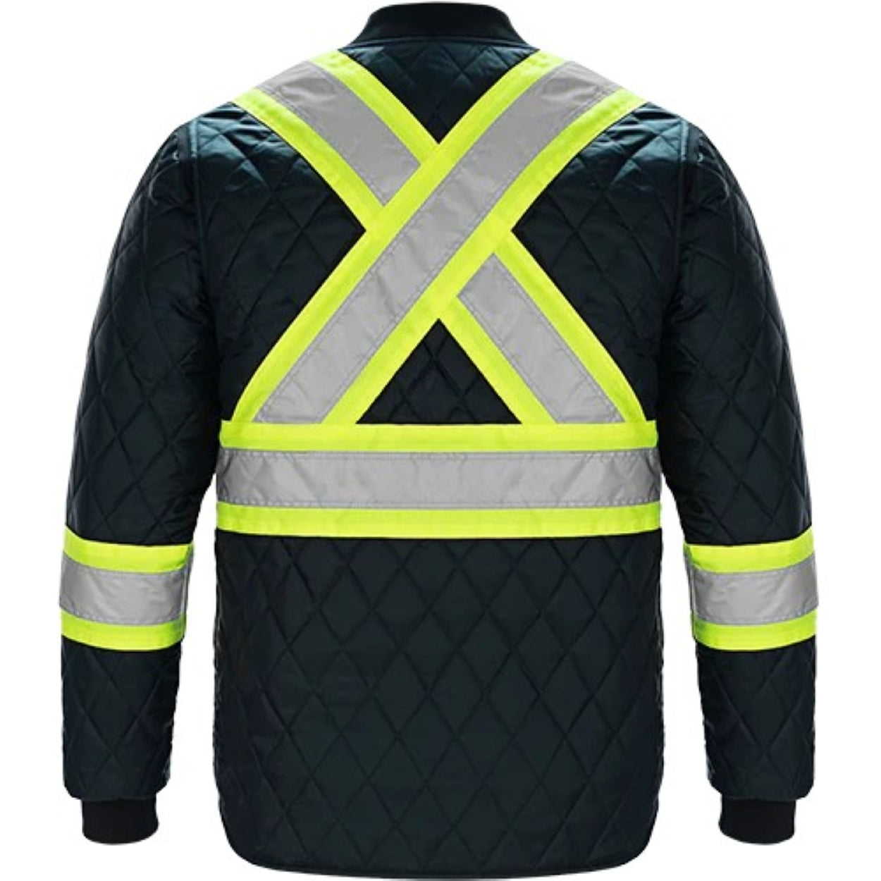 Hi-vis navy refrigeration jacket on a white background