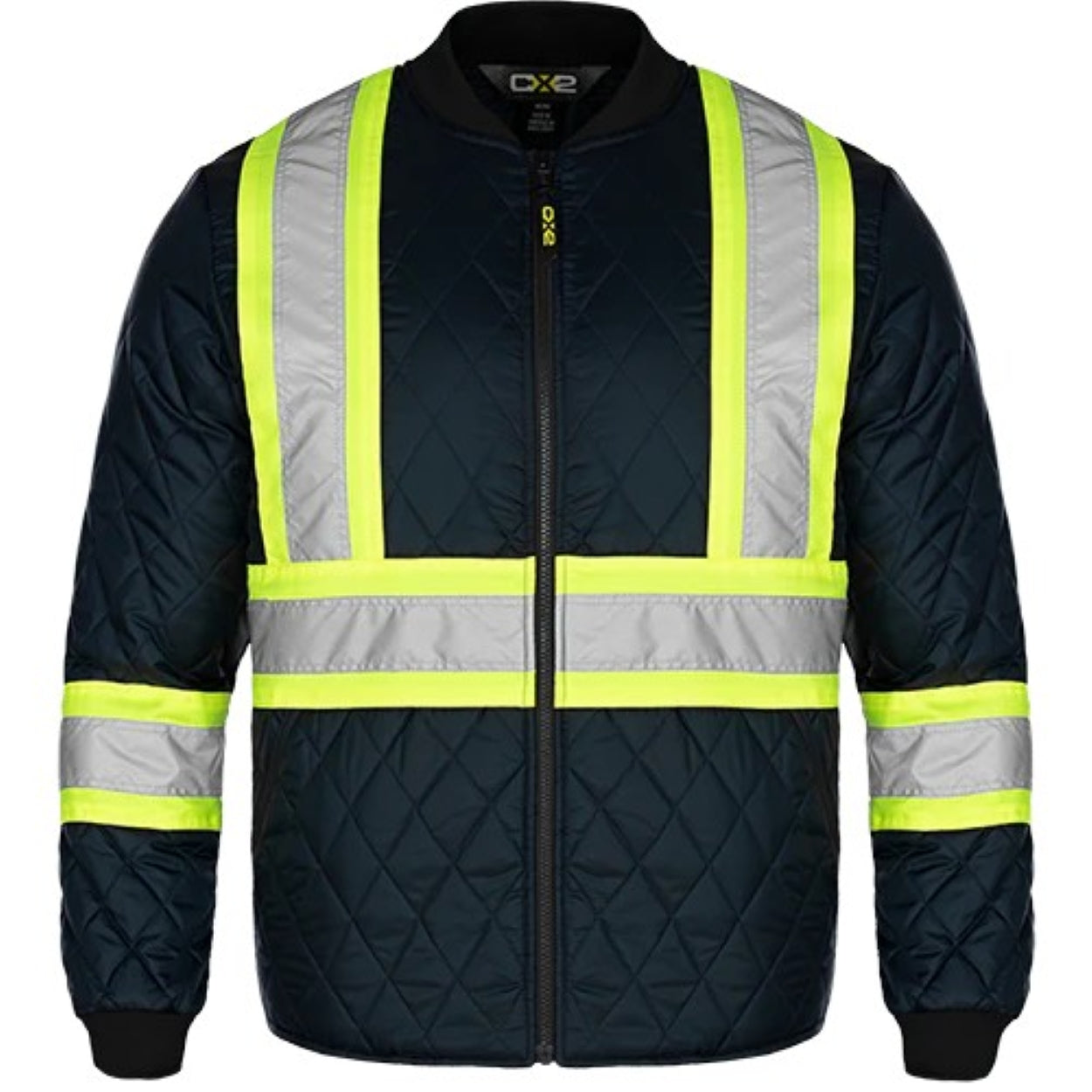 Hi-vis navy refrigeration jacket on a white background