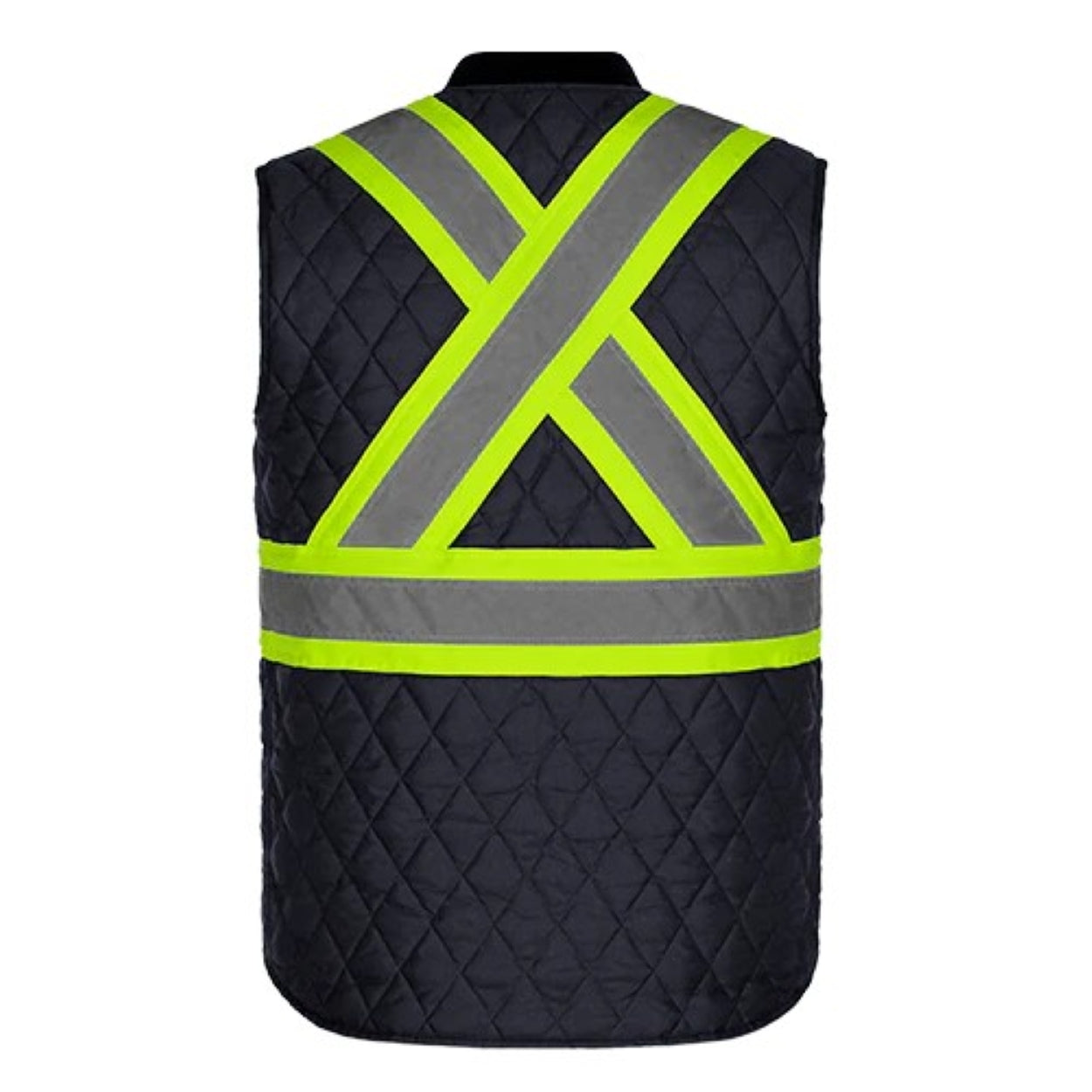 Hi-vis navy vest on a white background