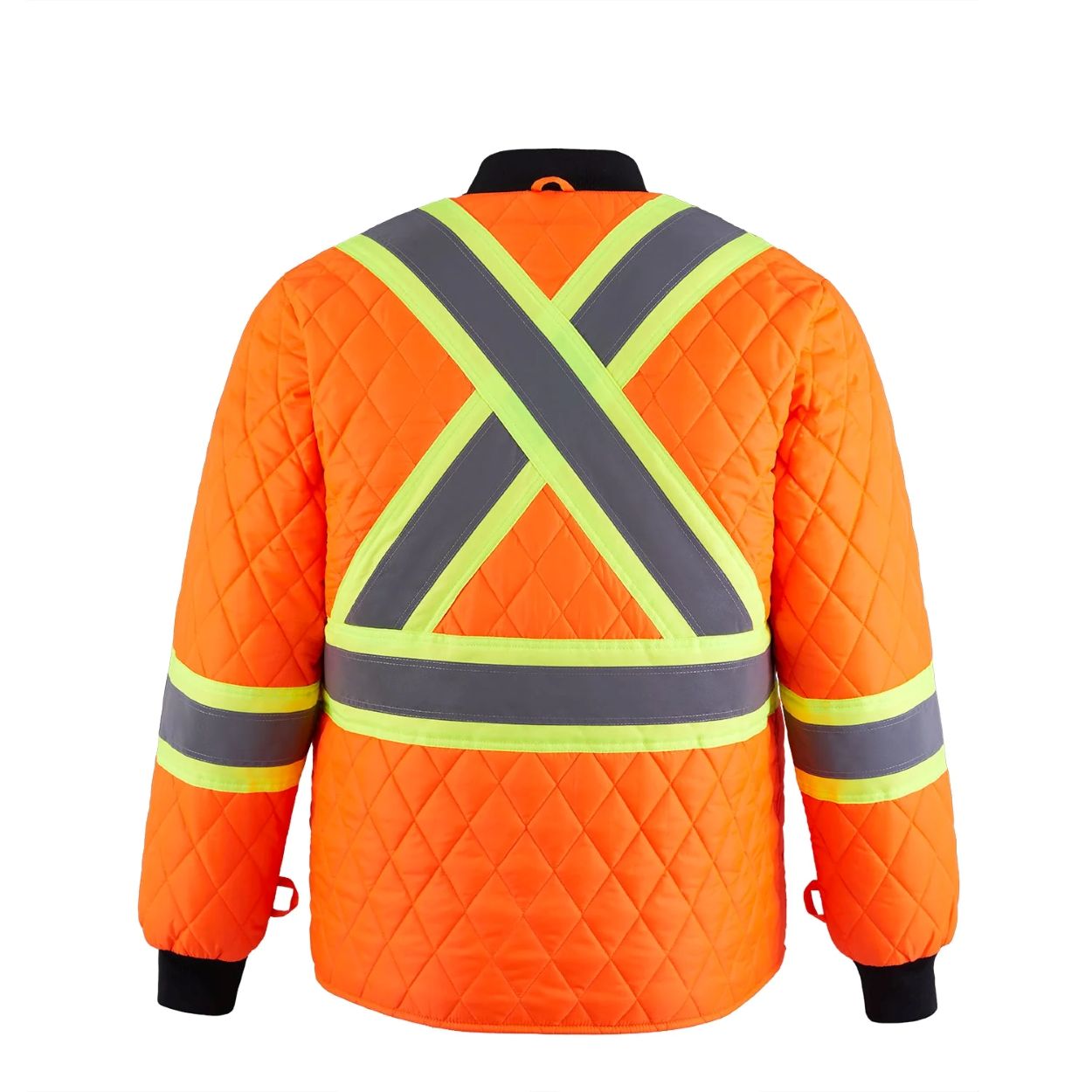 Hi-vis orange hybrid coat on a white background