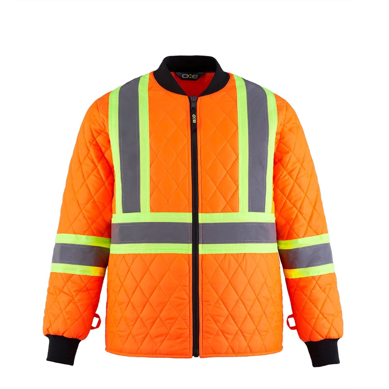 Hi-vis orange hybrid coat on a white background