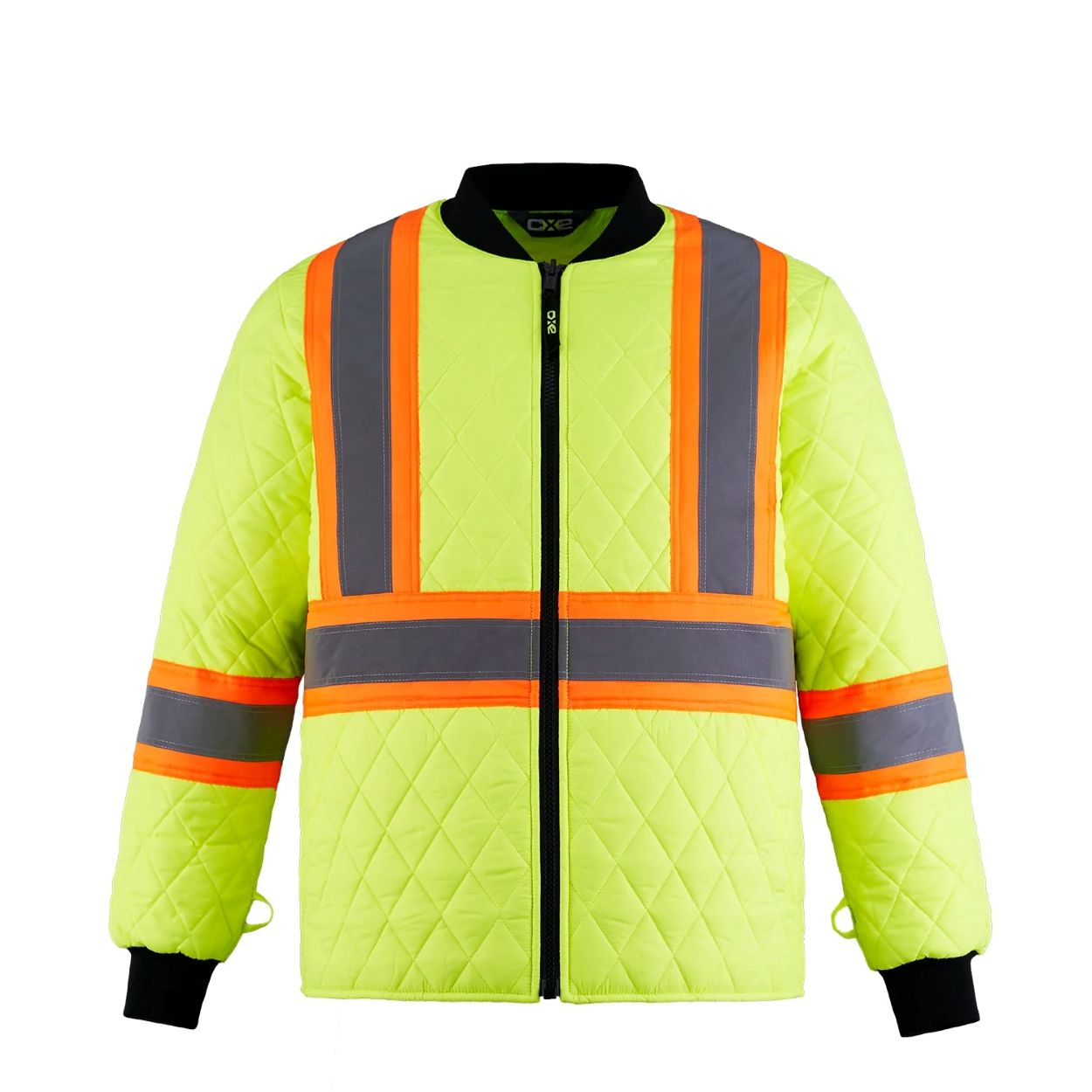 Hi-vis yellow hybrid coat on a white background