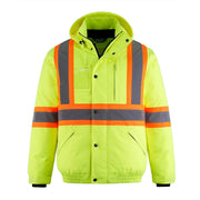 Hi-vis yellow hybrid coat on a white background