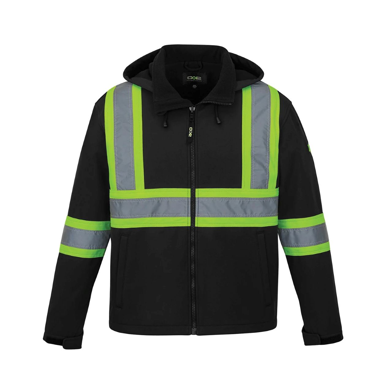 Hi-vis black refrigeration jacket on a white background