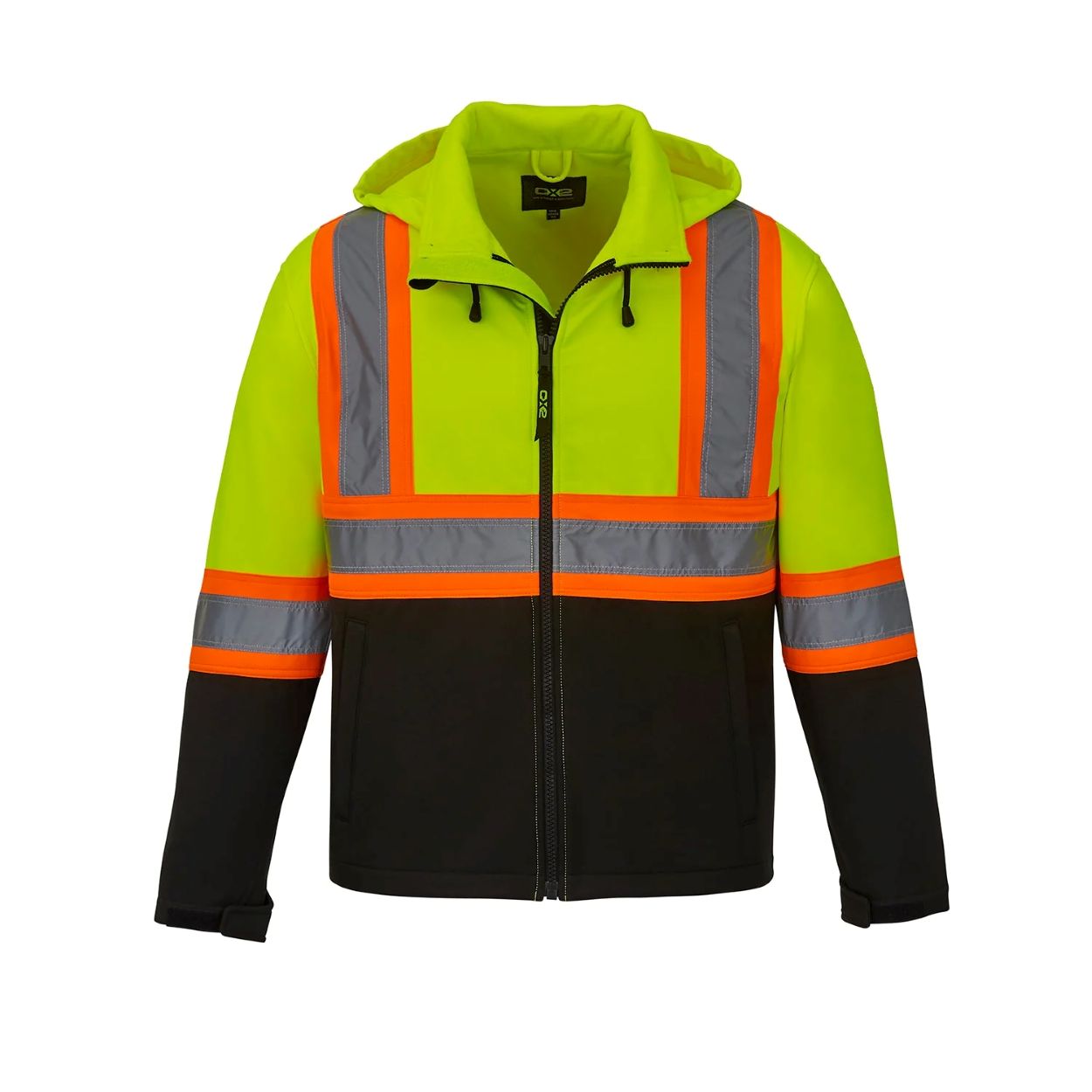 Hi-vis yellow refrigeration jacket on a white background