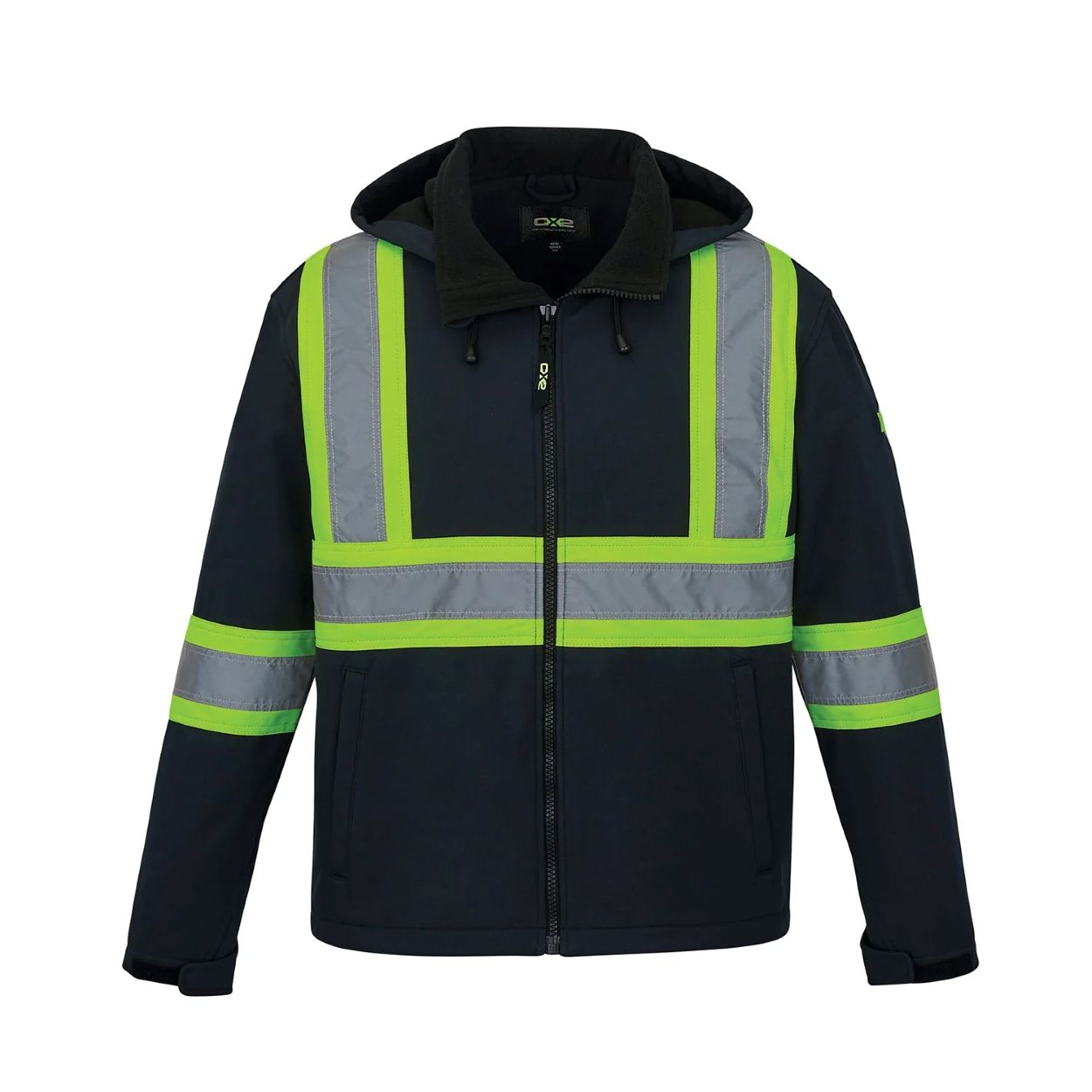 Hi-vis navy refrigeration jacket on a white background