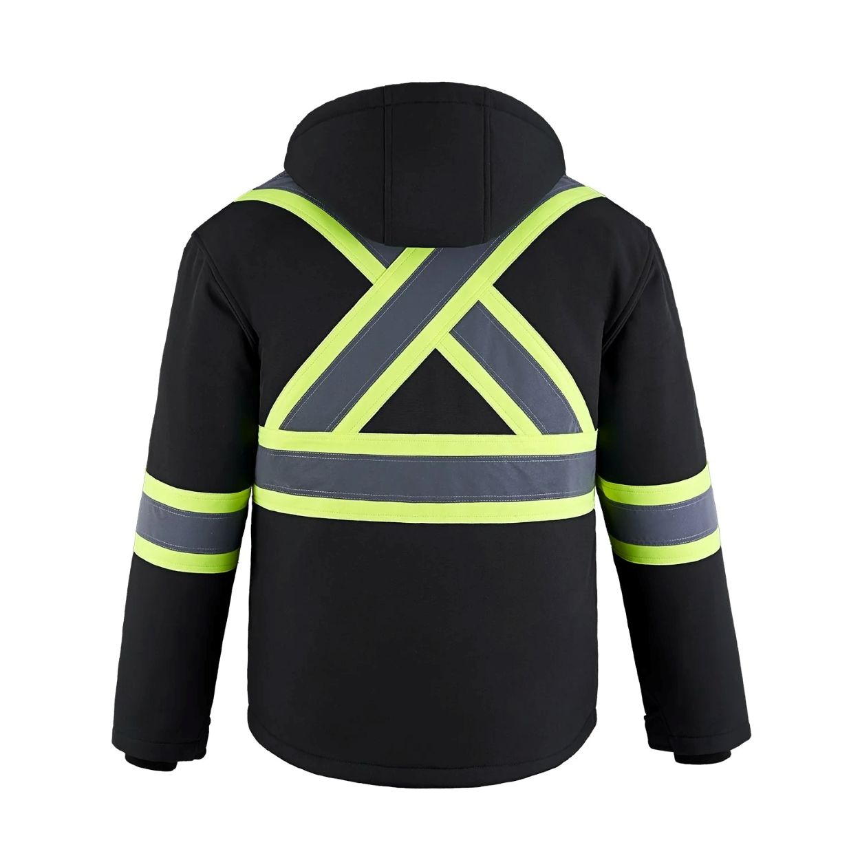 Hi-vis black refrigeration jacket on a white background