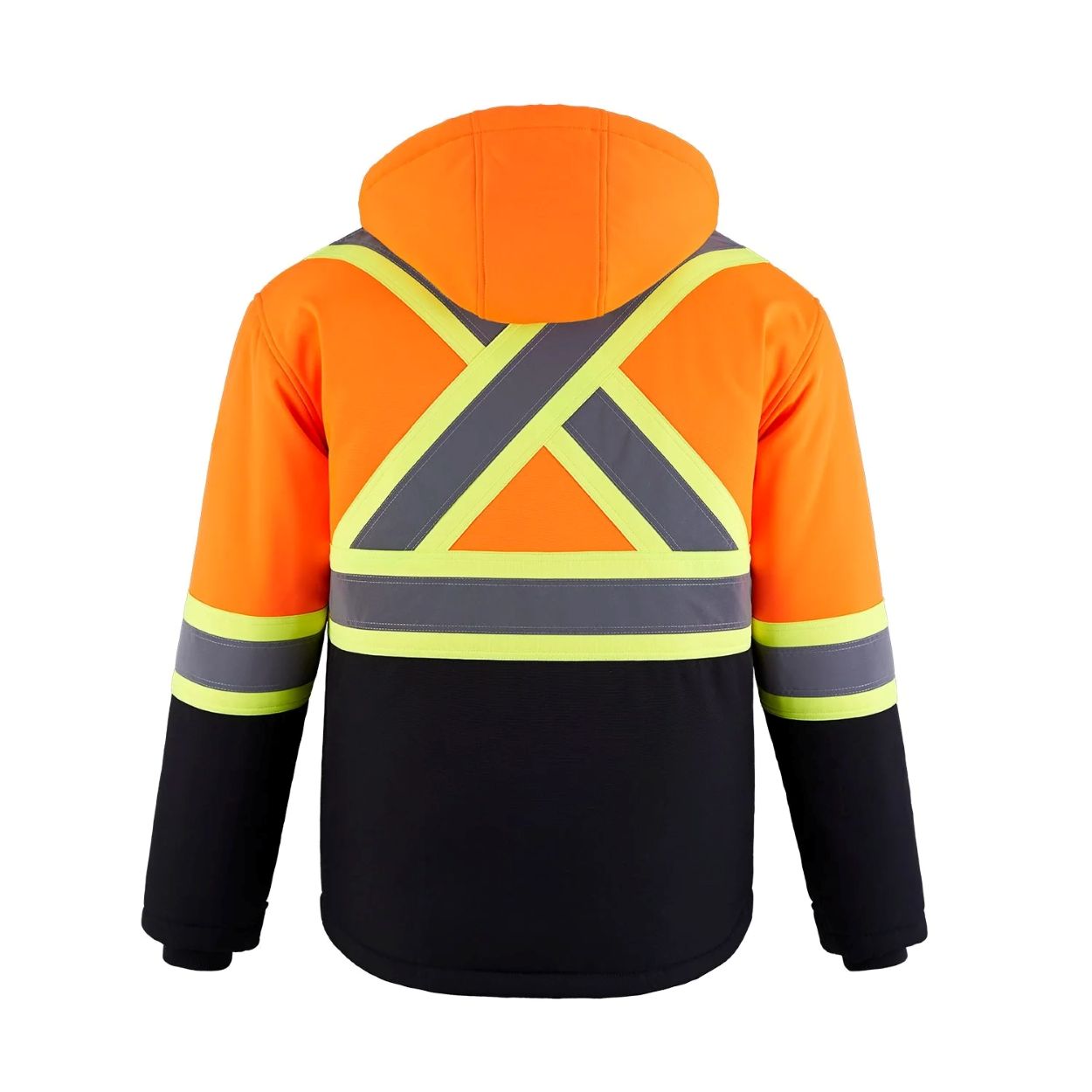 Hi-vis orange refrigeration jacket on a white background