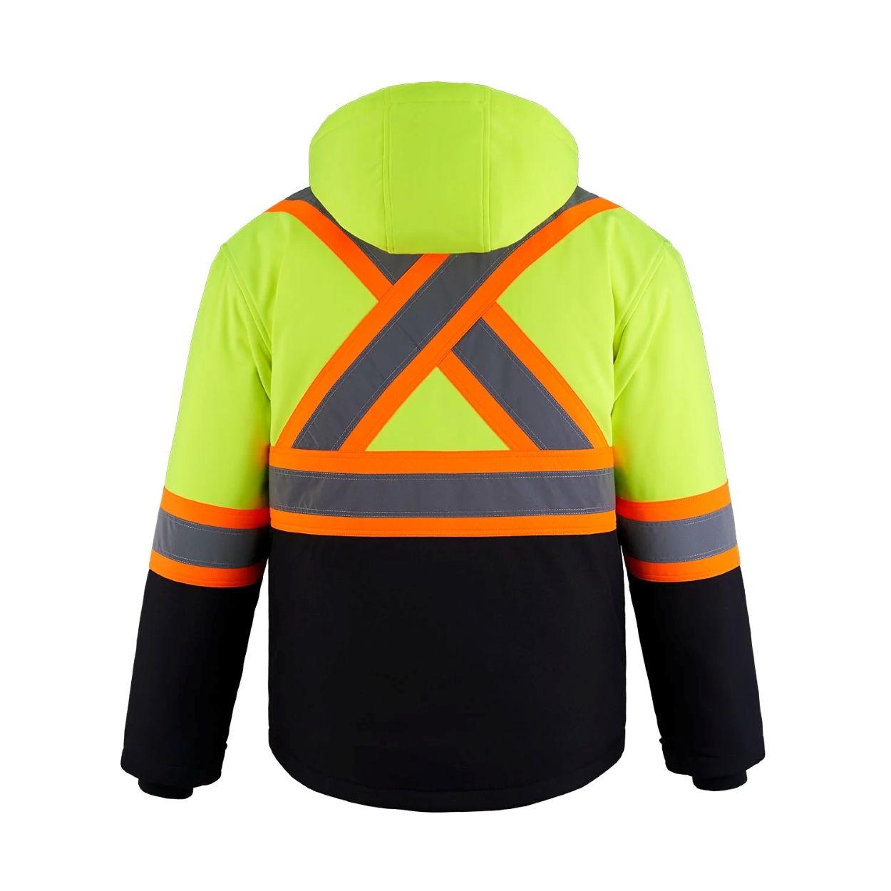Hi-vis yellow refrigeration jacket on a white background