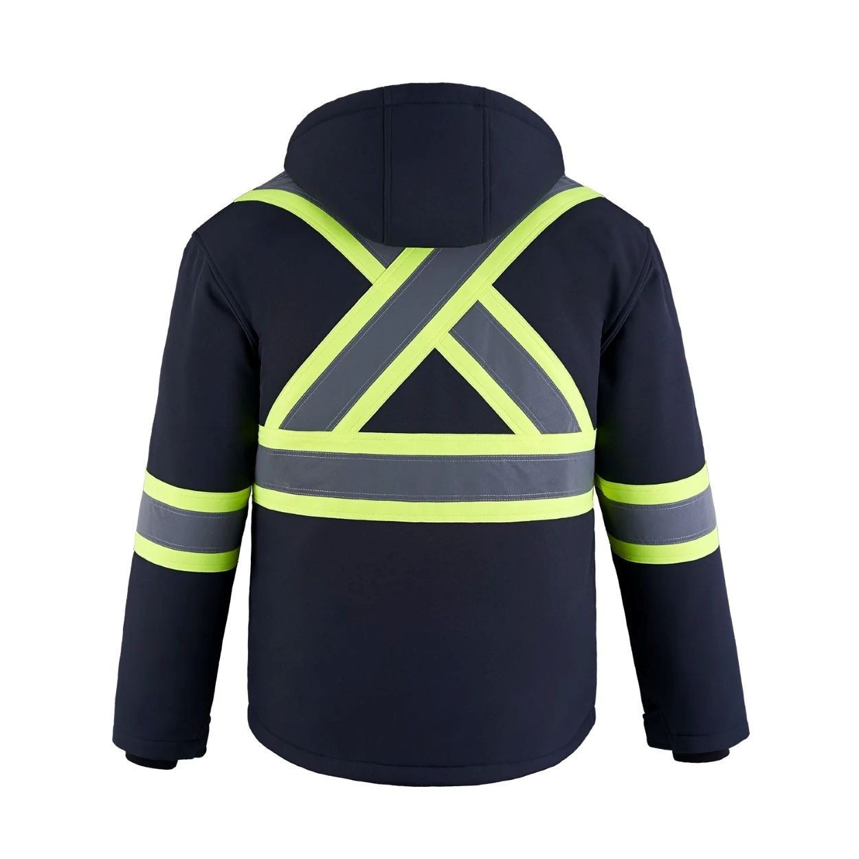 Hi-vis navy refrigeration jacket on a white background