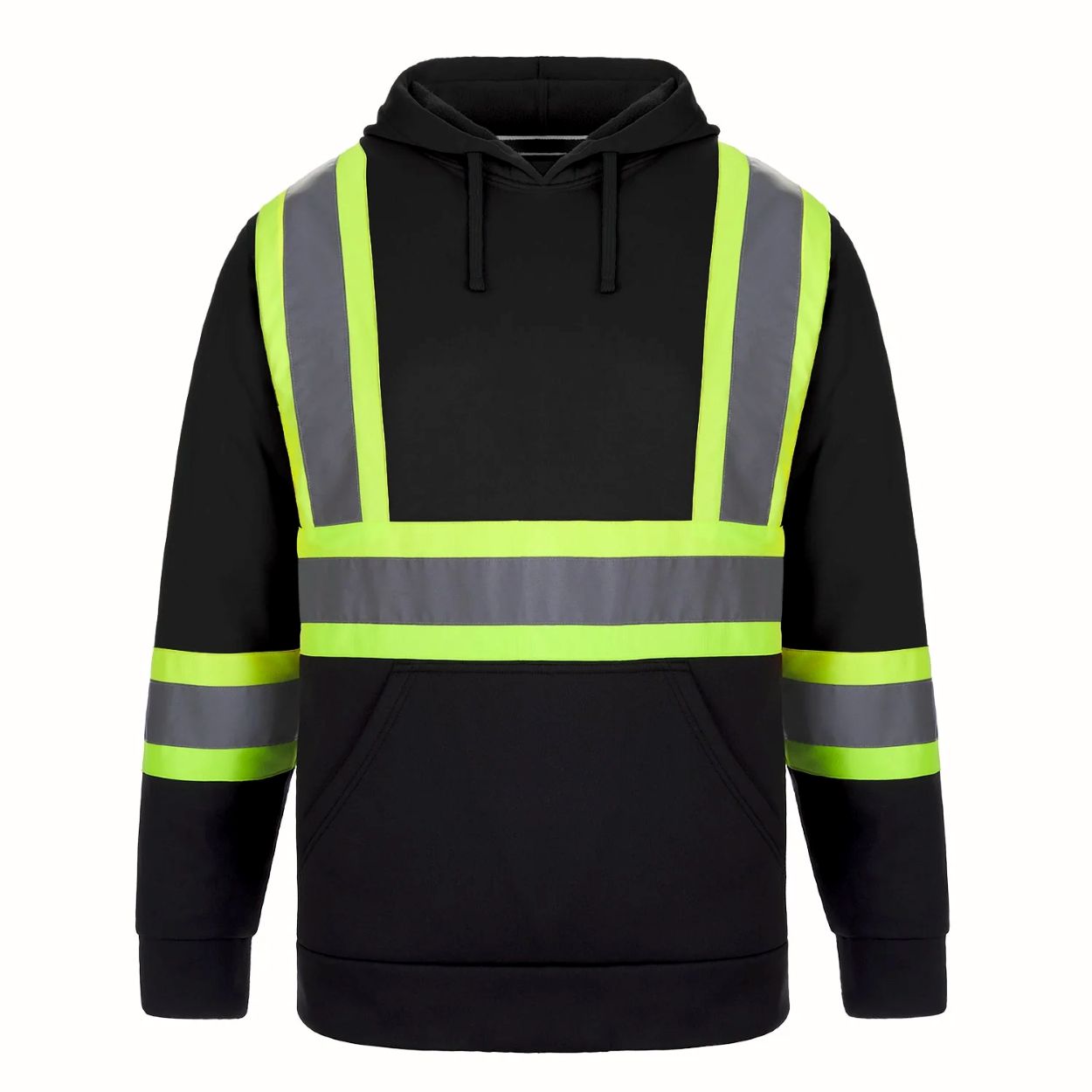 Hi-vis black sweater on a white background