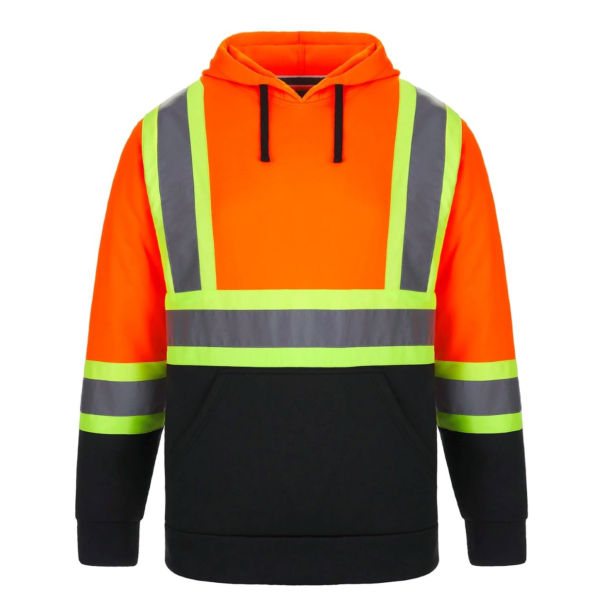 Hi-vis orange sweater on a white background