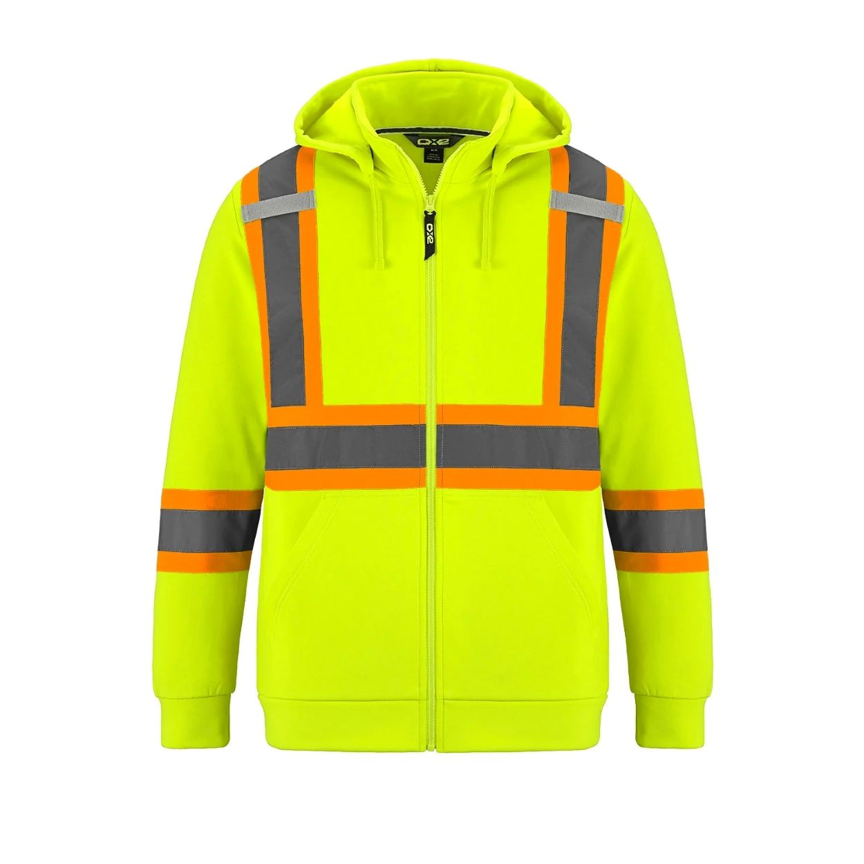 Hi-vis yellow sweater on a white background