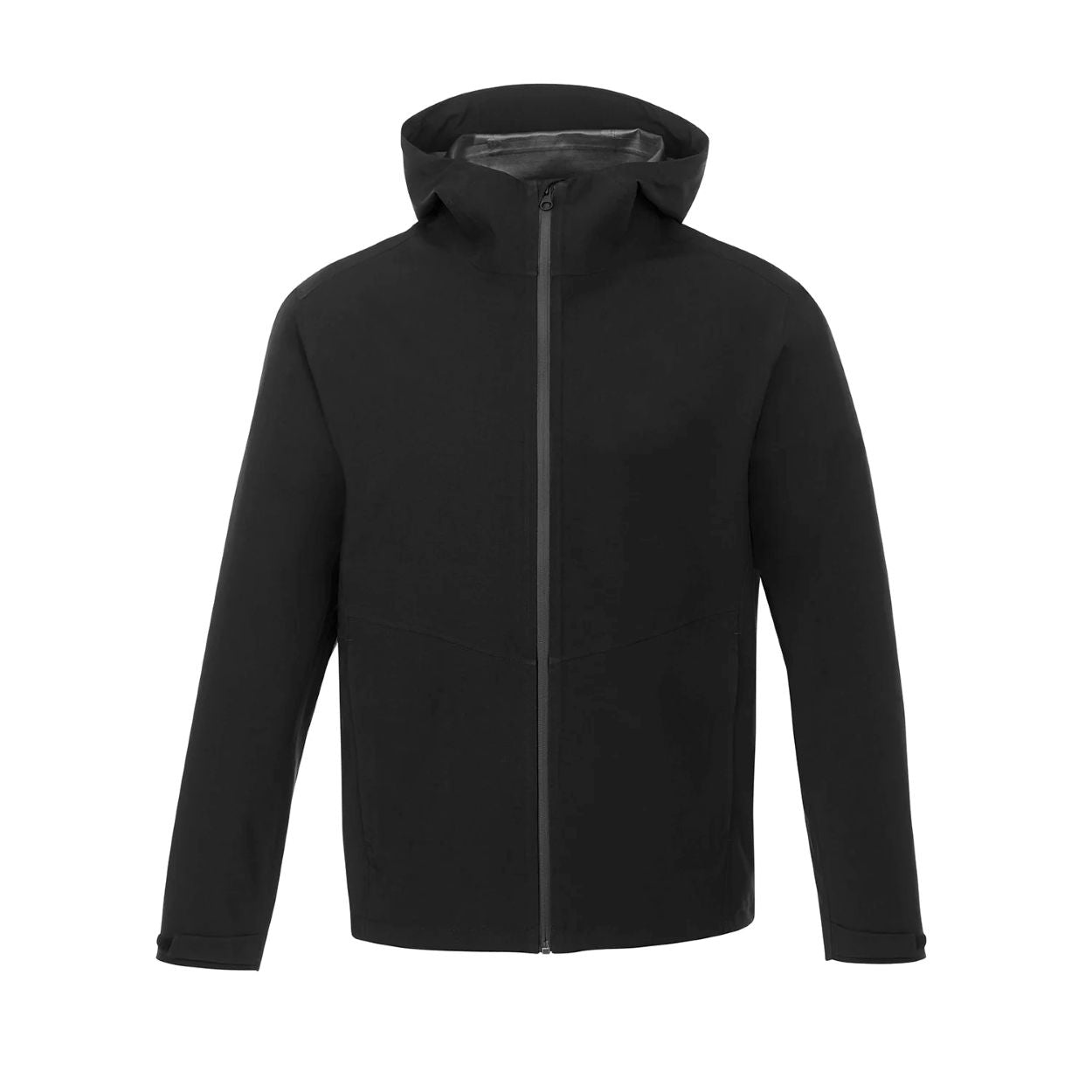 Black rain jacket on a white background