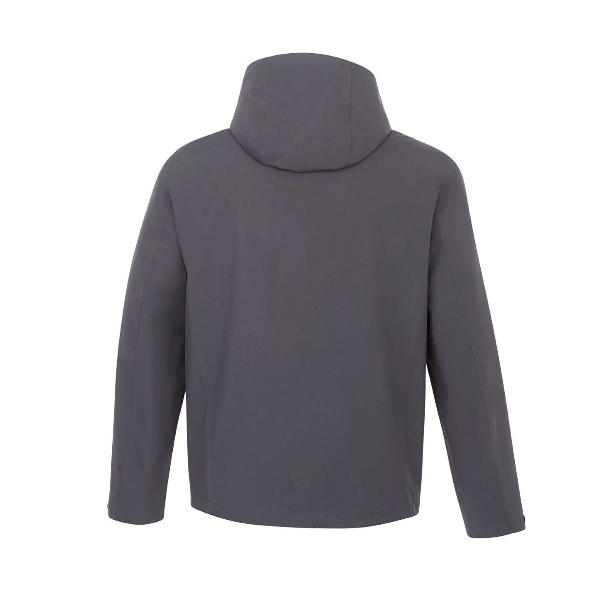 Charcoal rain jacket on a white background