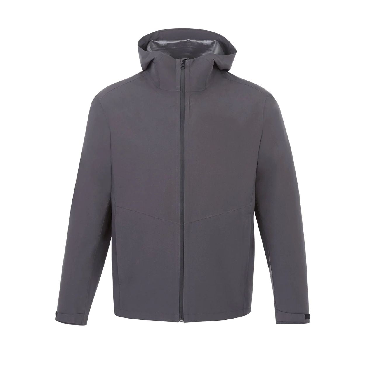 Charcoal rain jacket on a white background