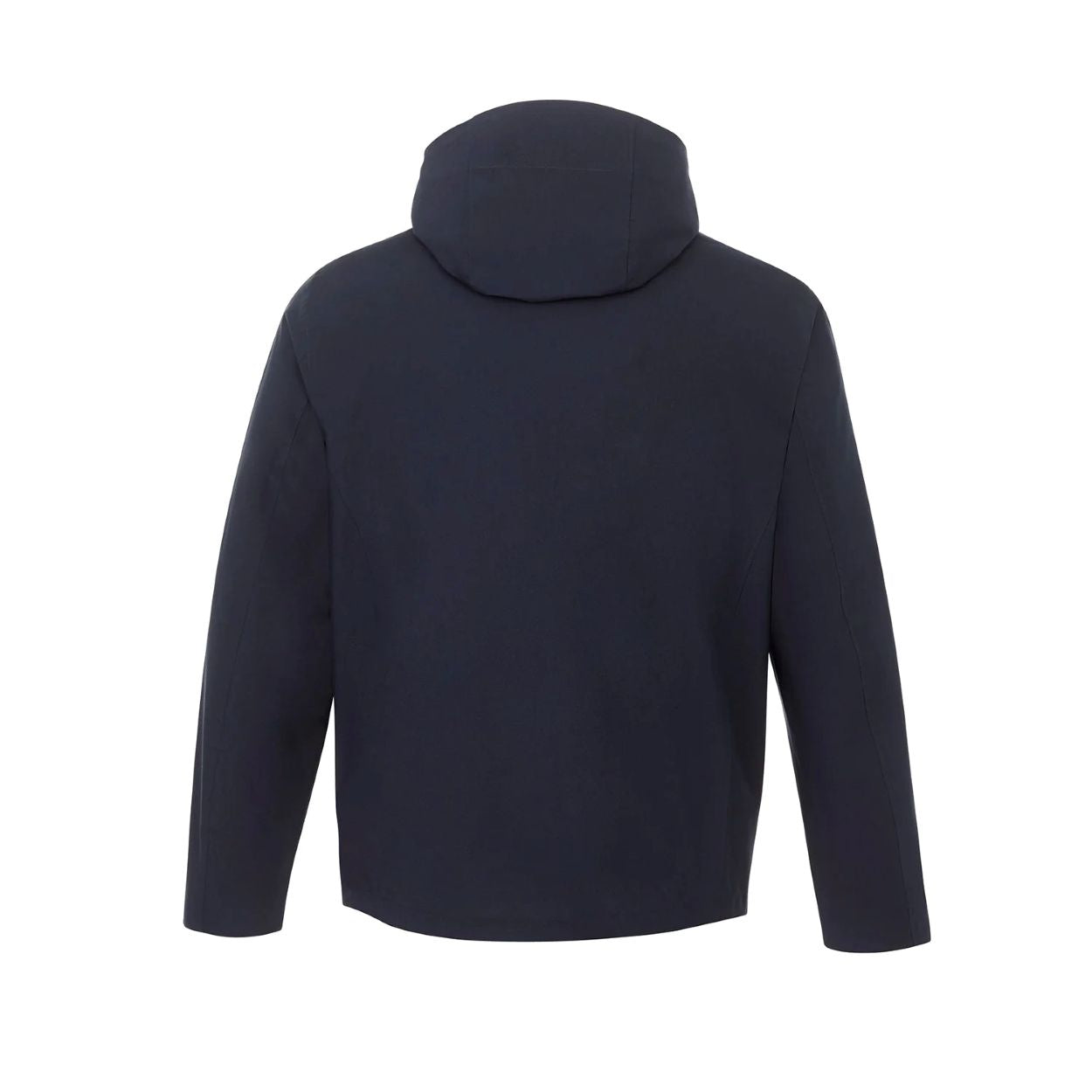 Navy rain jacket on a white background