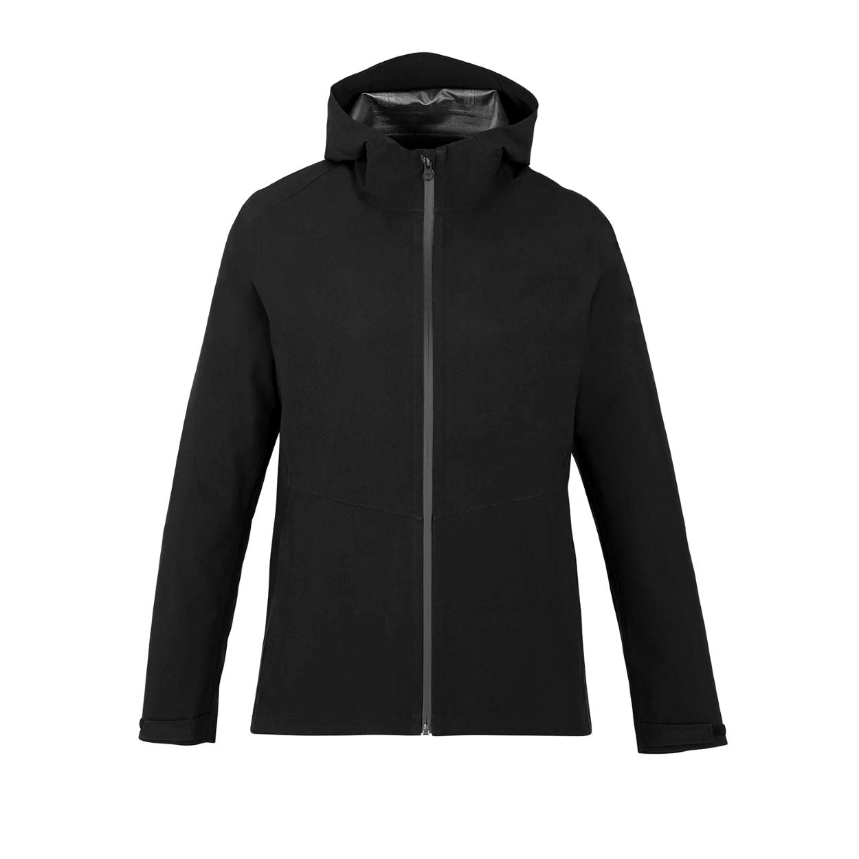 Black rain jacket on a white background