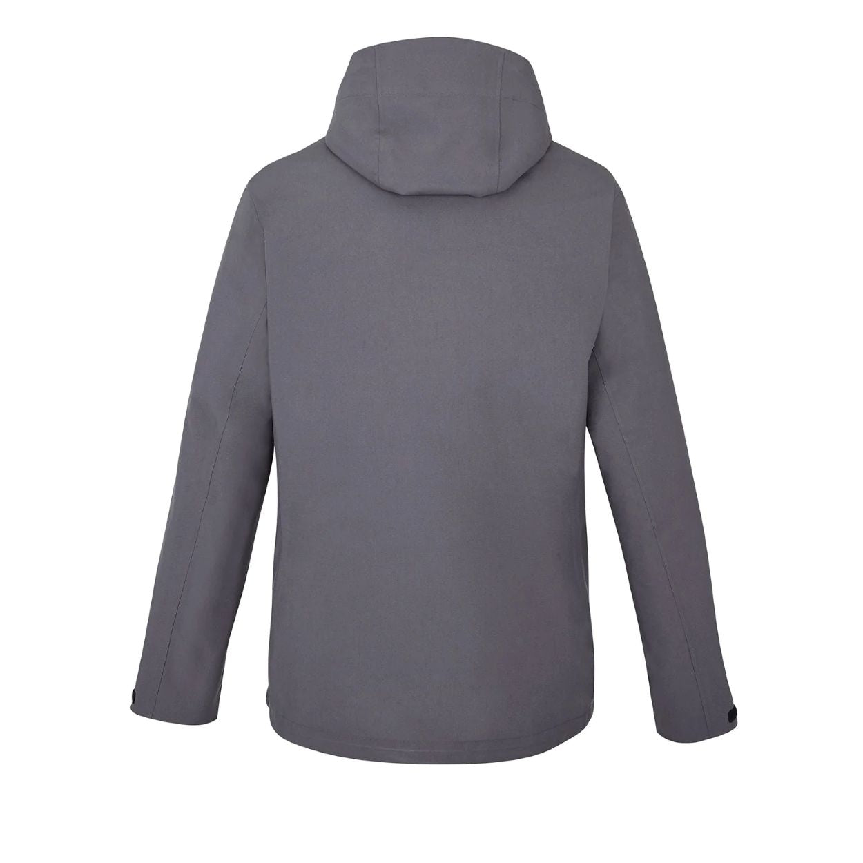 Charcoal rain jacket on a white background
