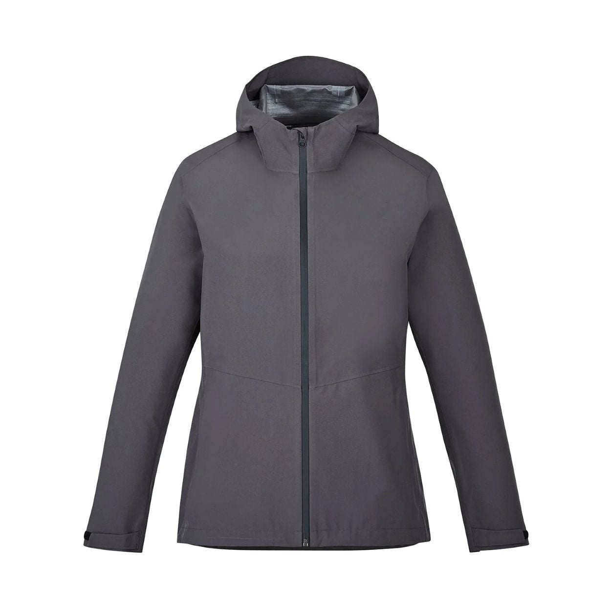 Charcoal rain jacket on a white background