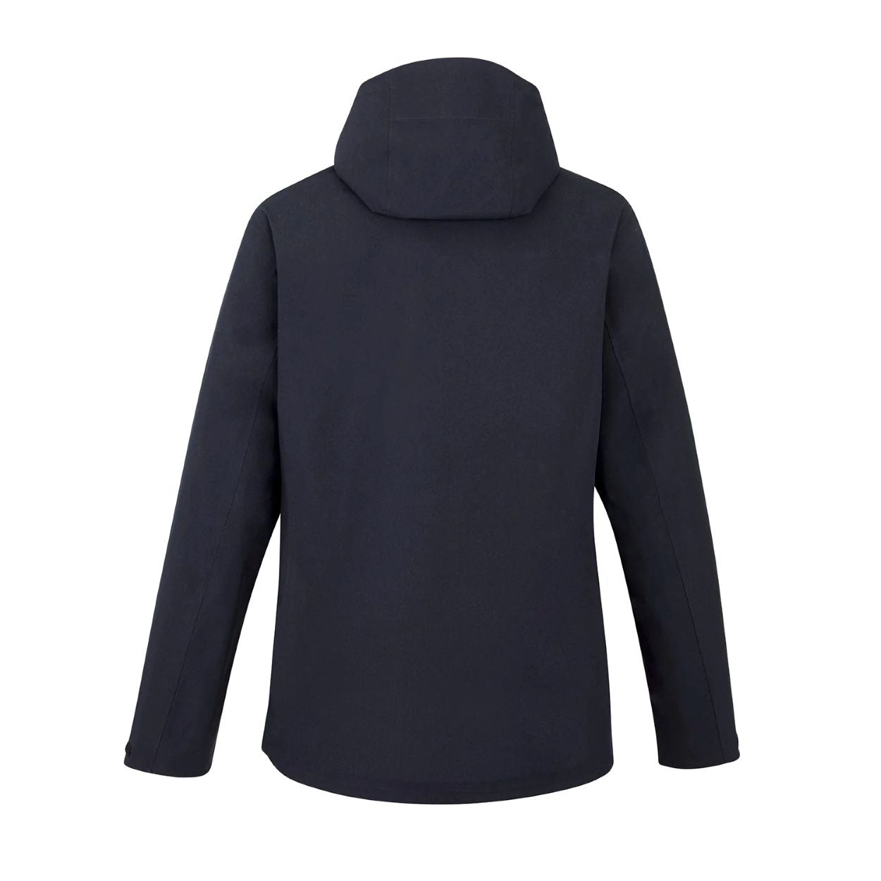 Navy rain jacket on a white background