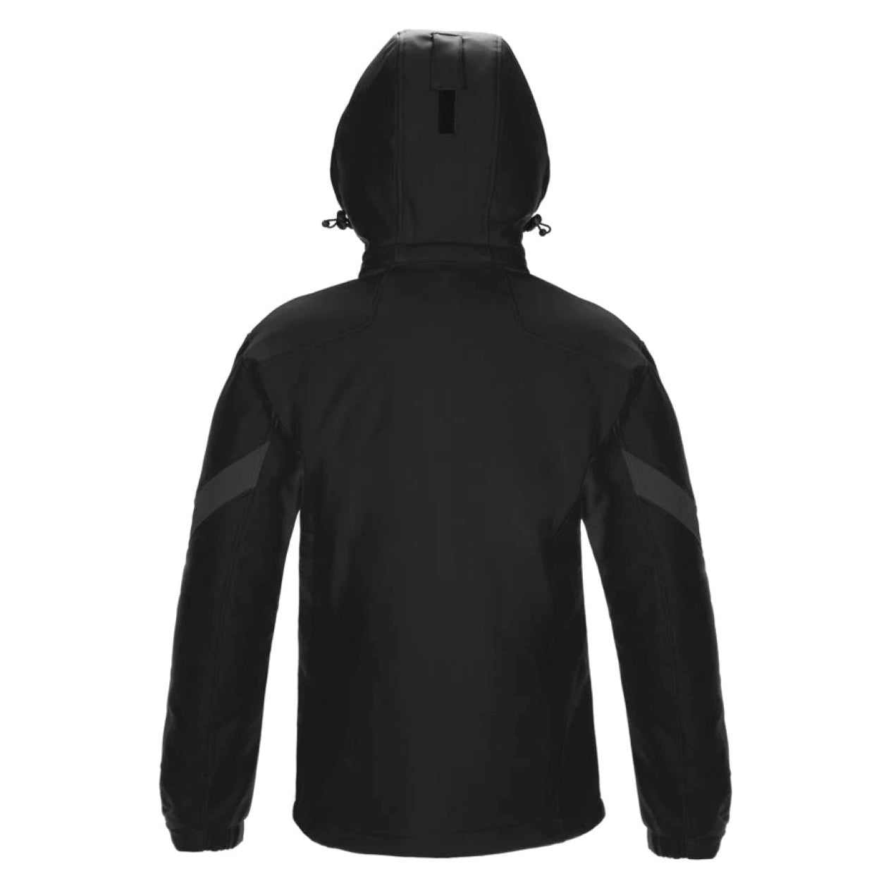 Black/gunmetal softshell jacket on a white background