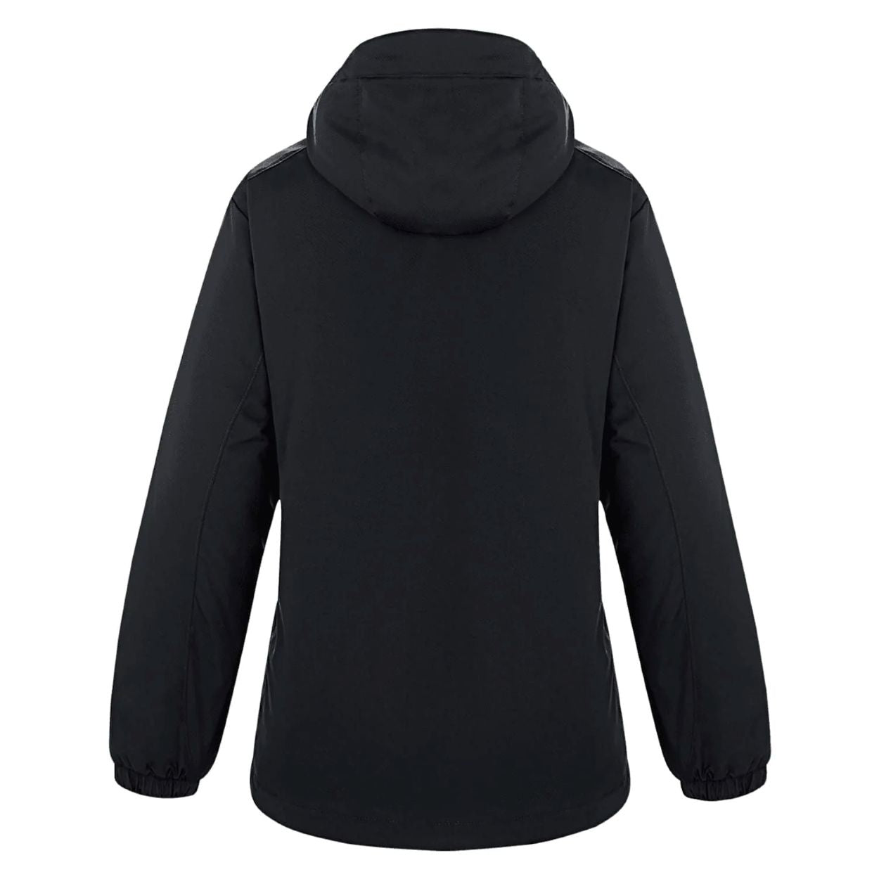 Black softshell jacket on a white background