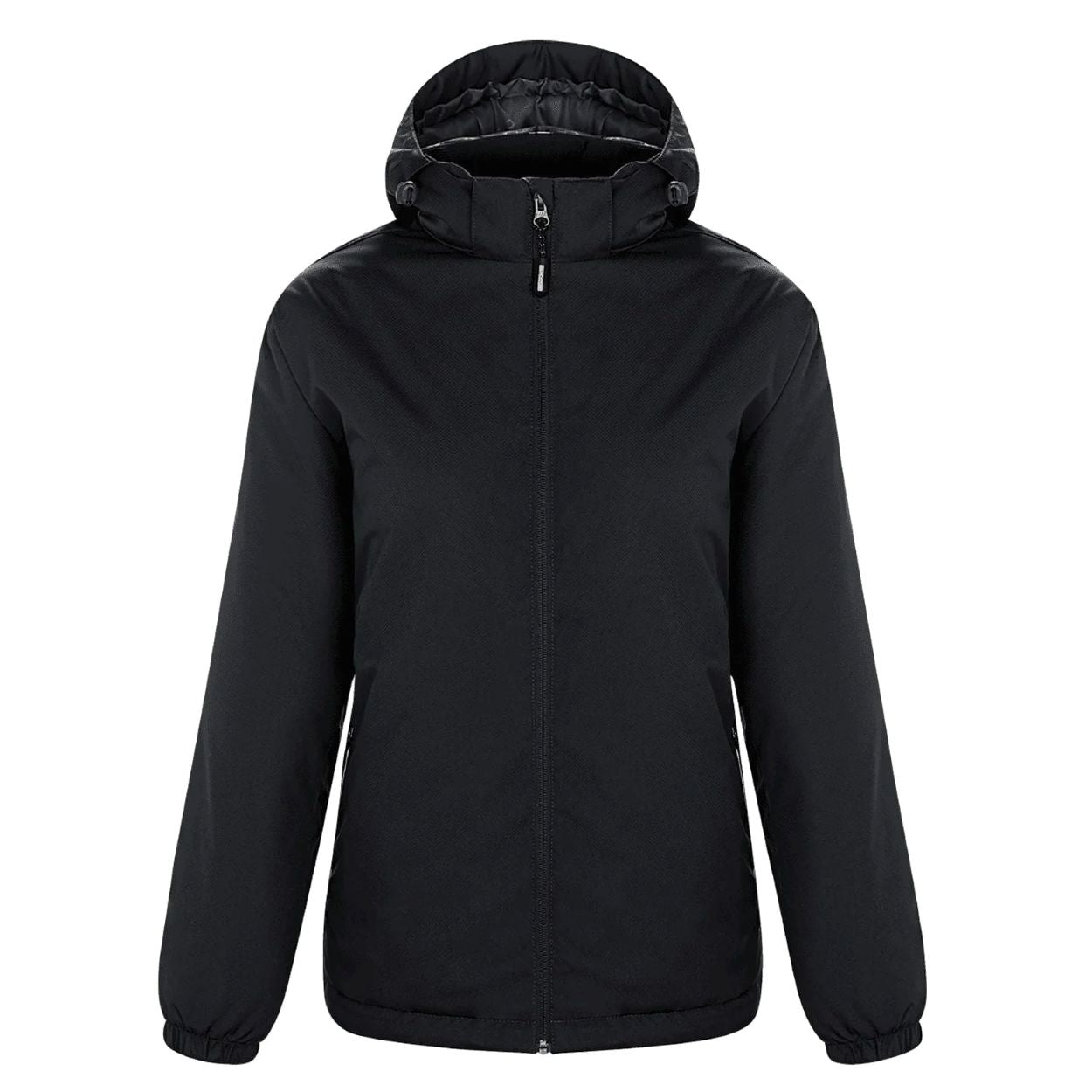 Black softshell jacket on a white background