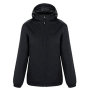 Black softshell jacket on a white background