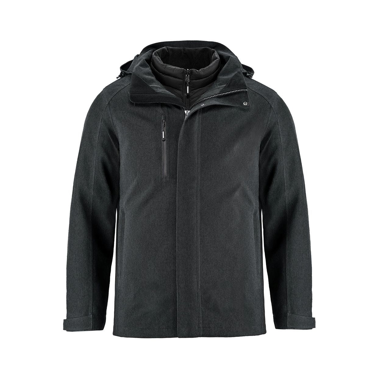 Charcoal hybrid coat on a white background