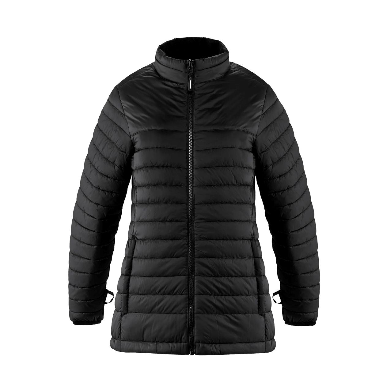Black hybrid coat on a white background
