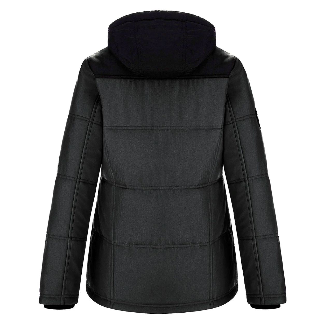 Charcoal heather parka with hood on a white background