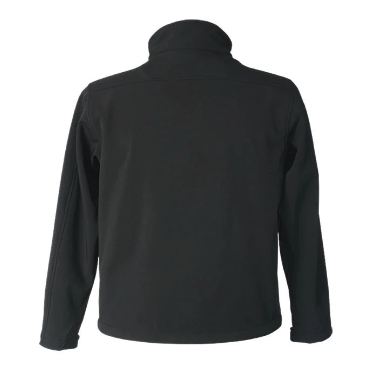 Black softshell jacket on a white background