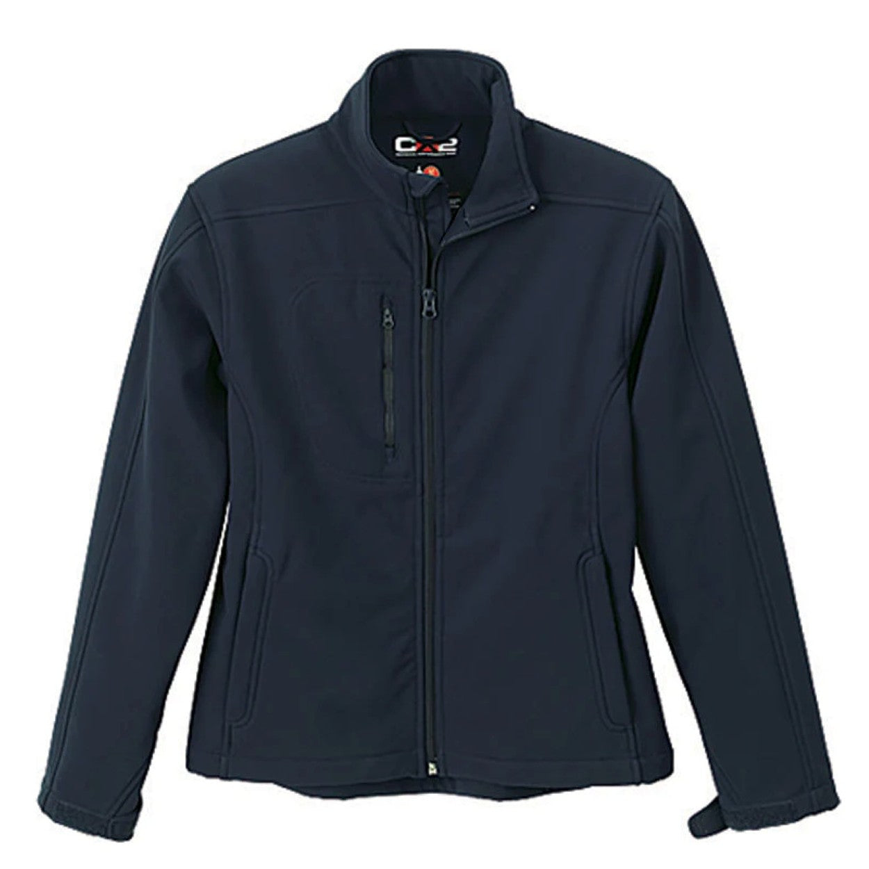Navy softshell jacket on a white background