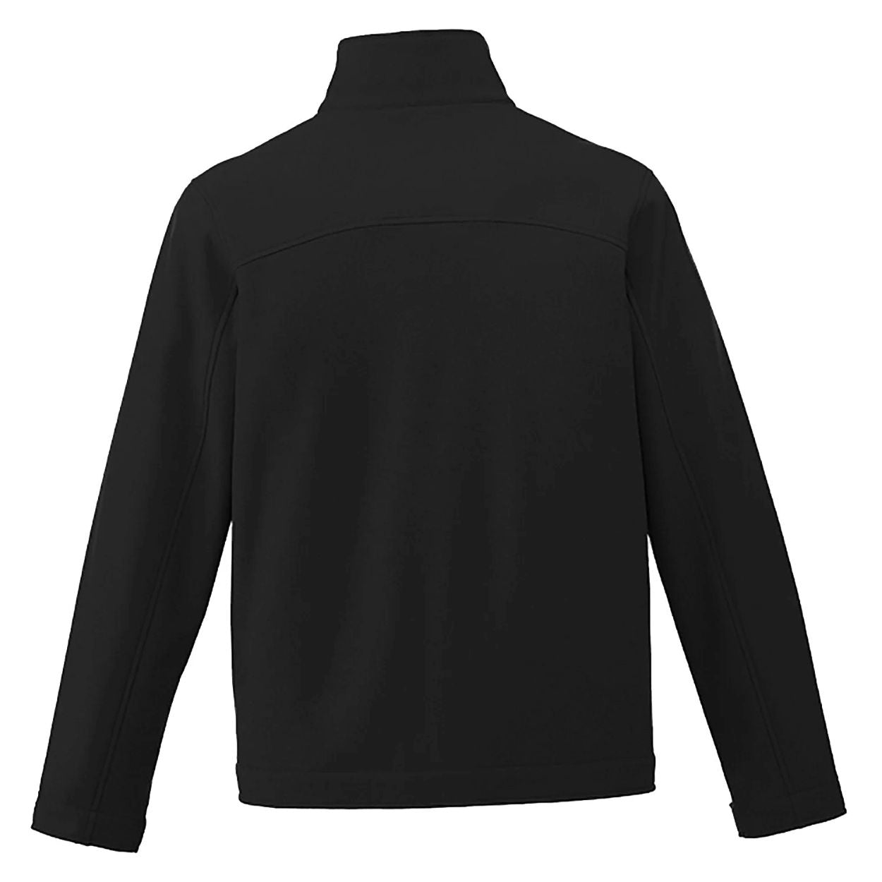 Black softshell jacket on a white background