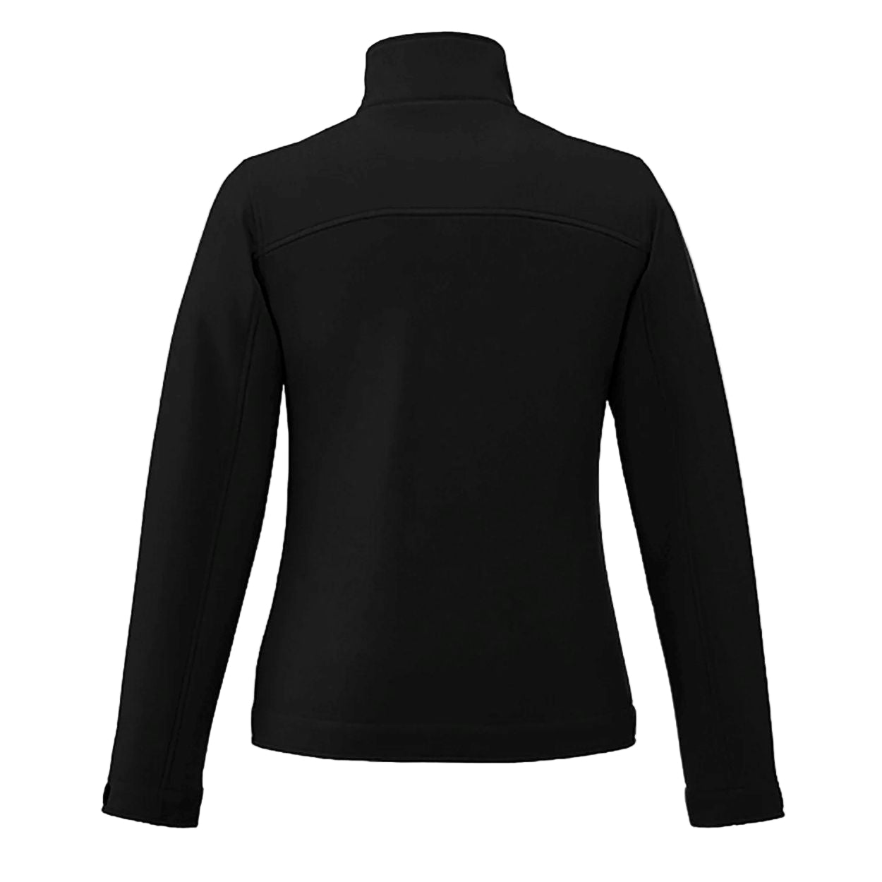 Black softshell jacket on a white background
