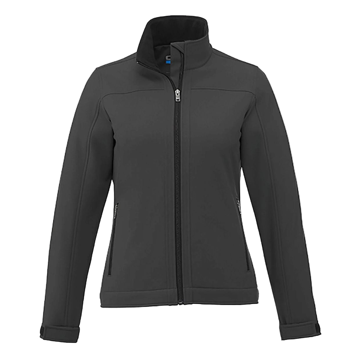 Gunmetal softshell jacket on a white background