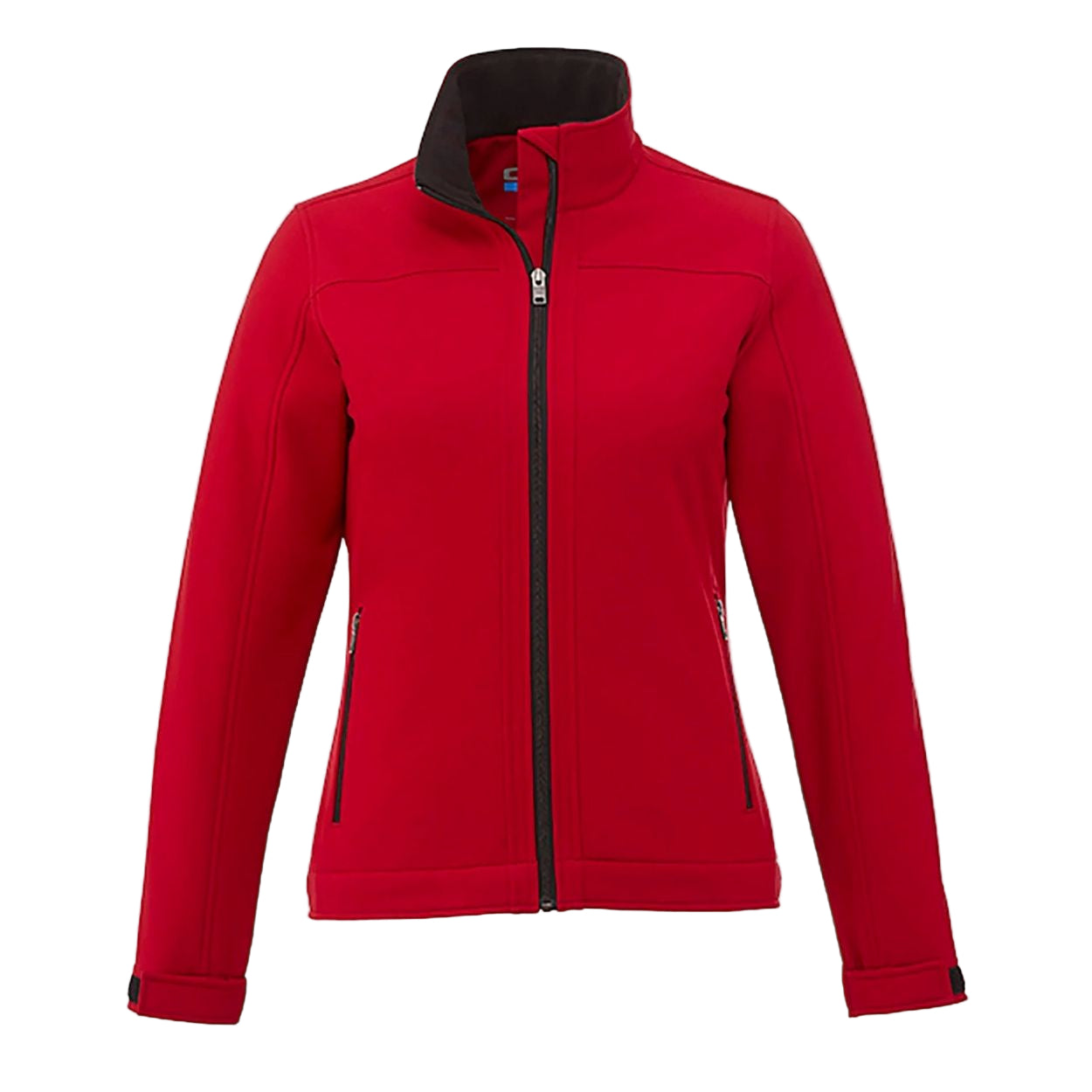 Red softshell jacket on a white background