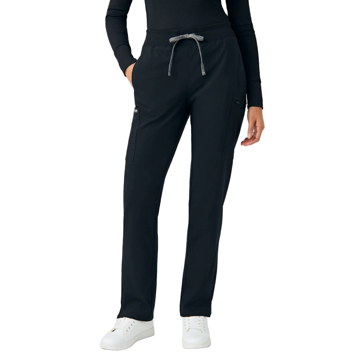Black scrub pants on a white background