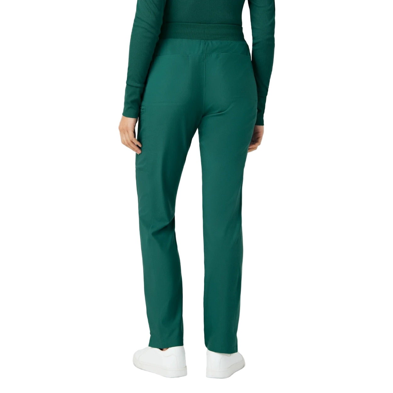 Hunter green scrub pants on a white background