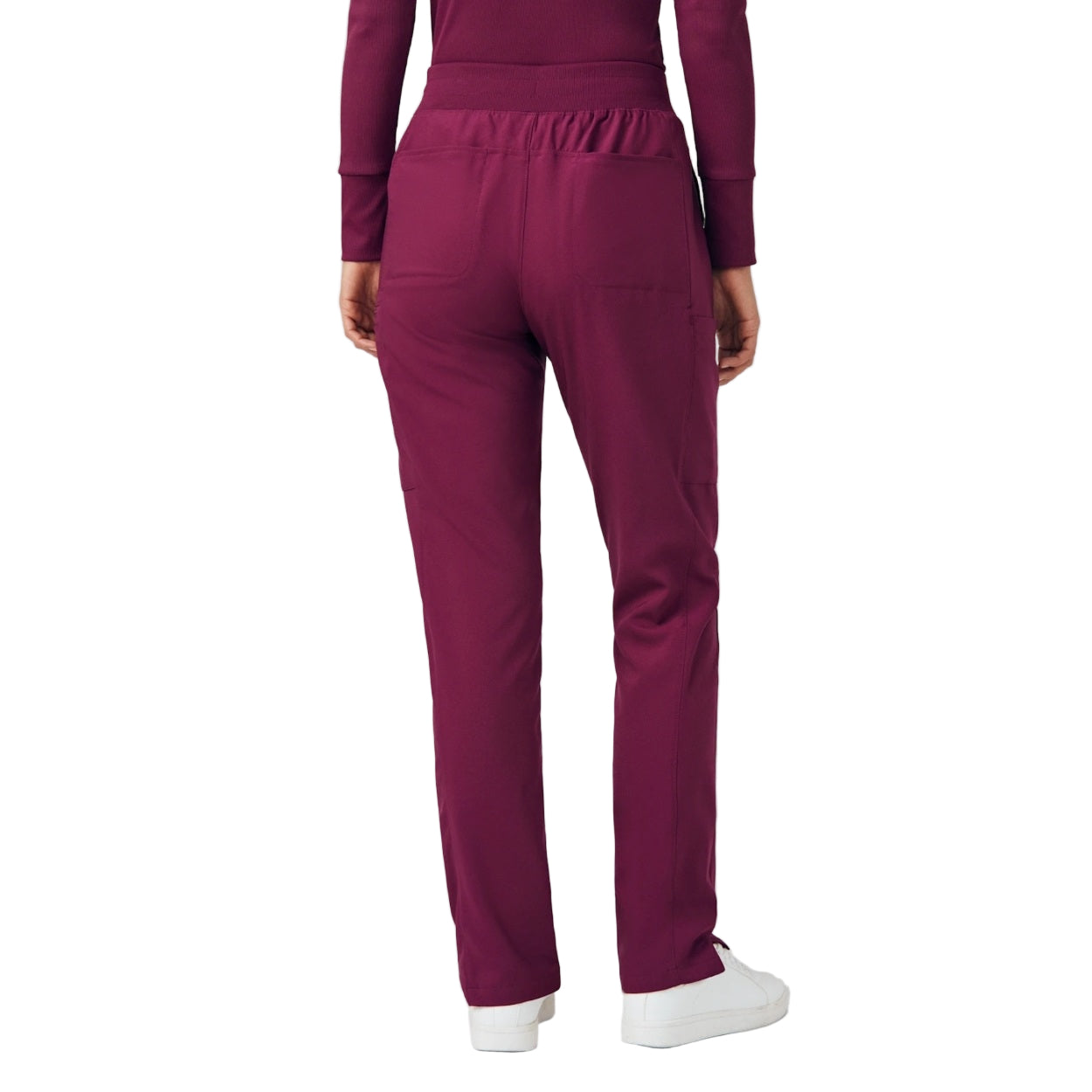 Wine scrub pants on a white background