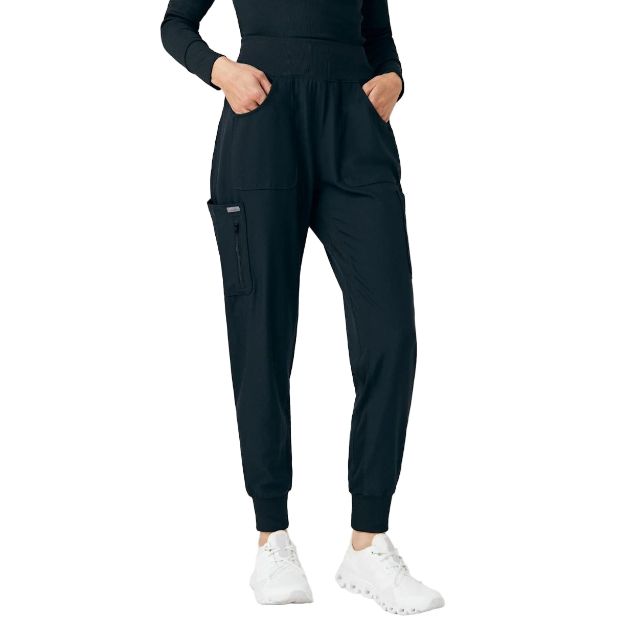 Black scrub pants on a white background