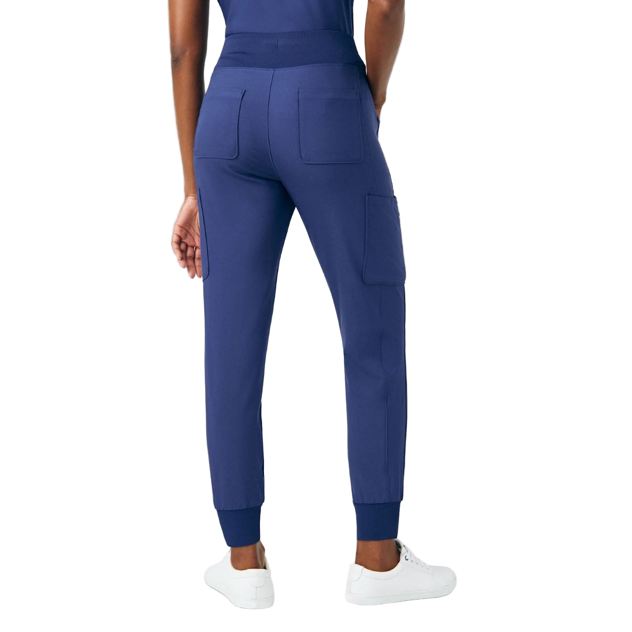 Navy scrub pants on a white background