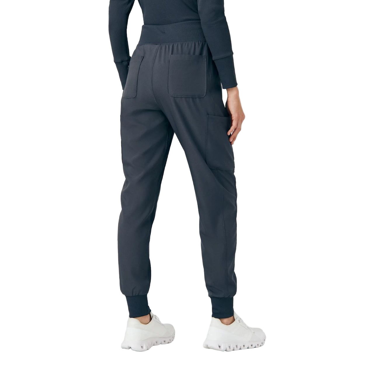 Pewter scrub pants on a white background