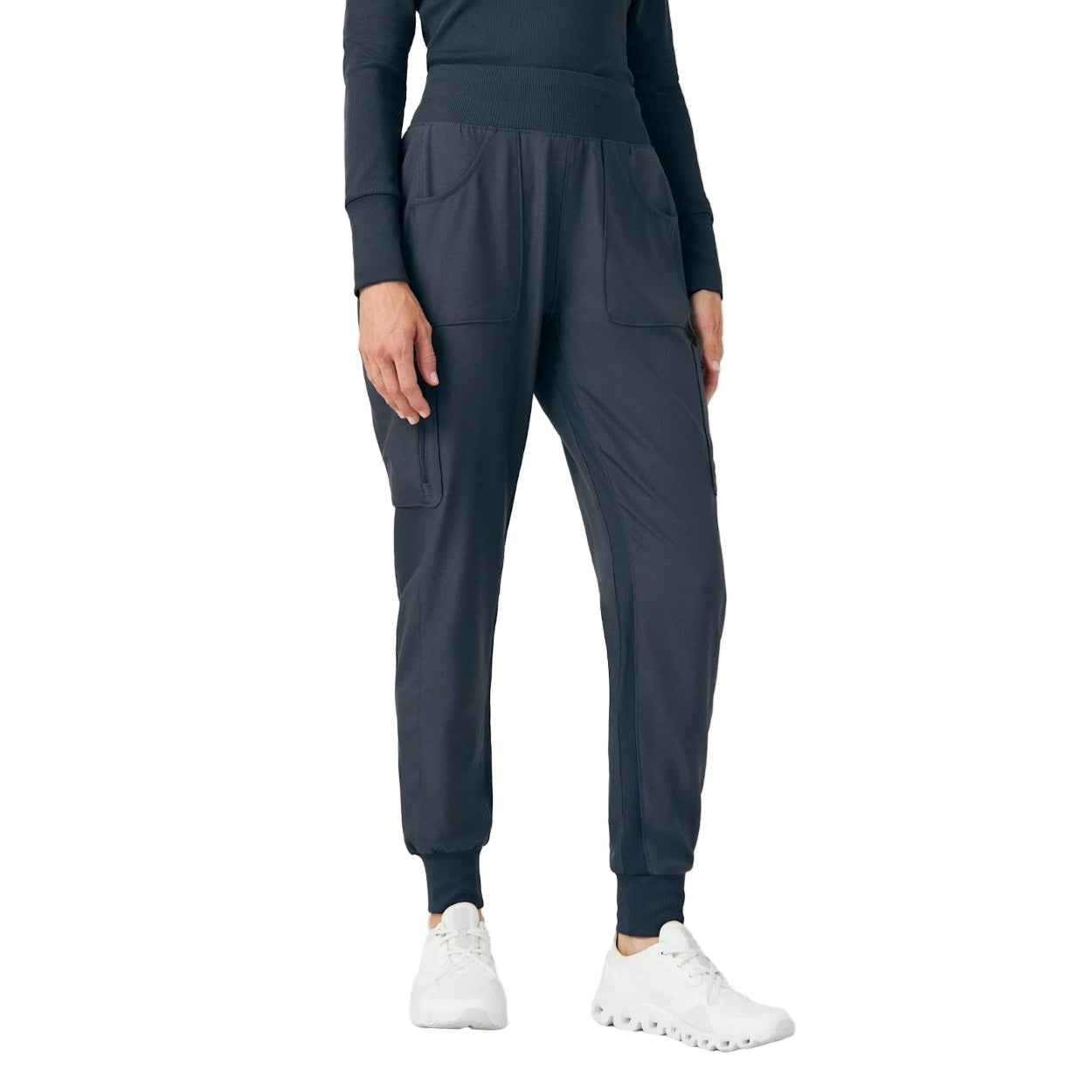 Pewter scrub pants on a white background