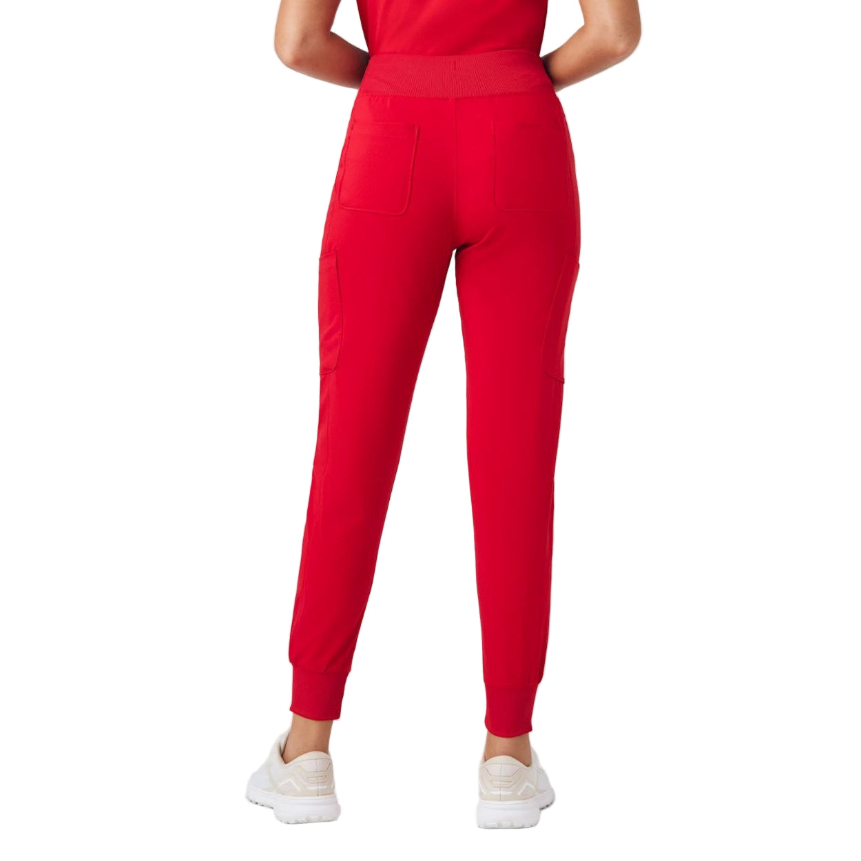 Red scrub pants on a white background