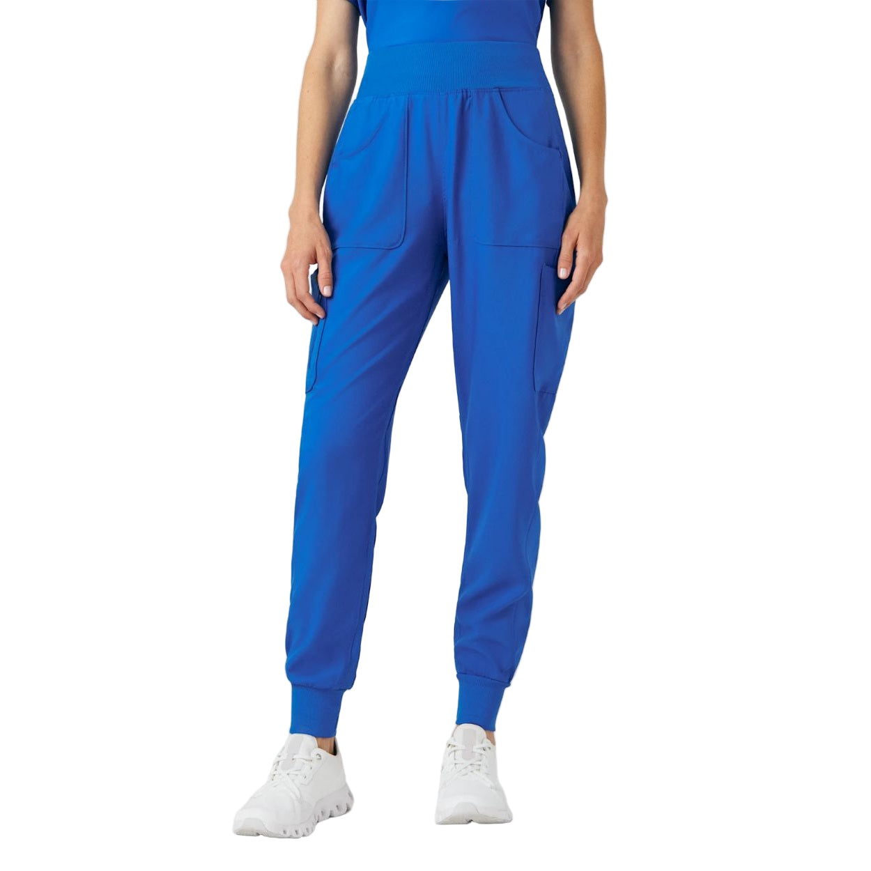 Royal blue scrub pants on a white background